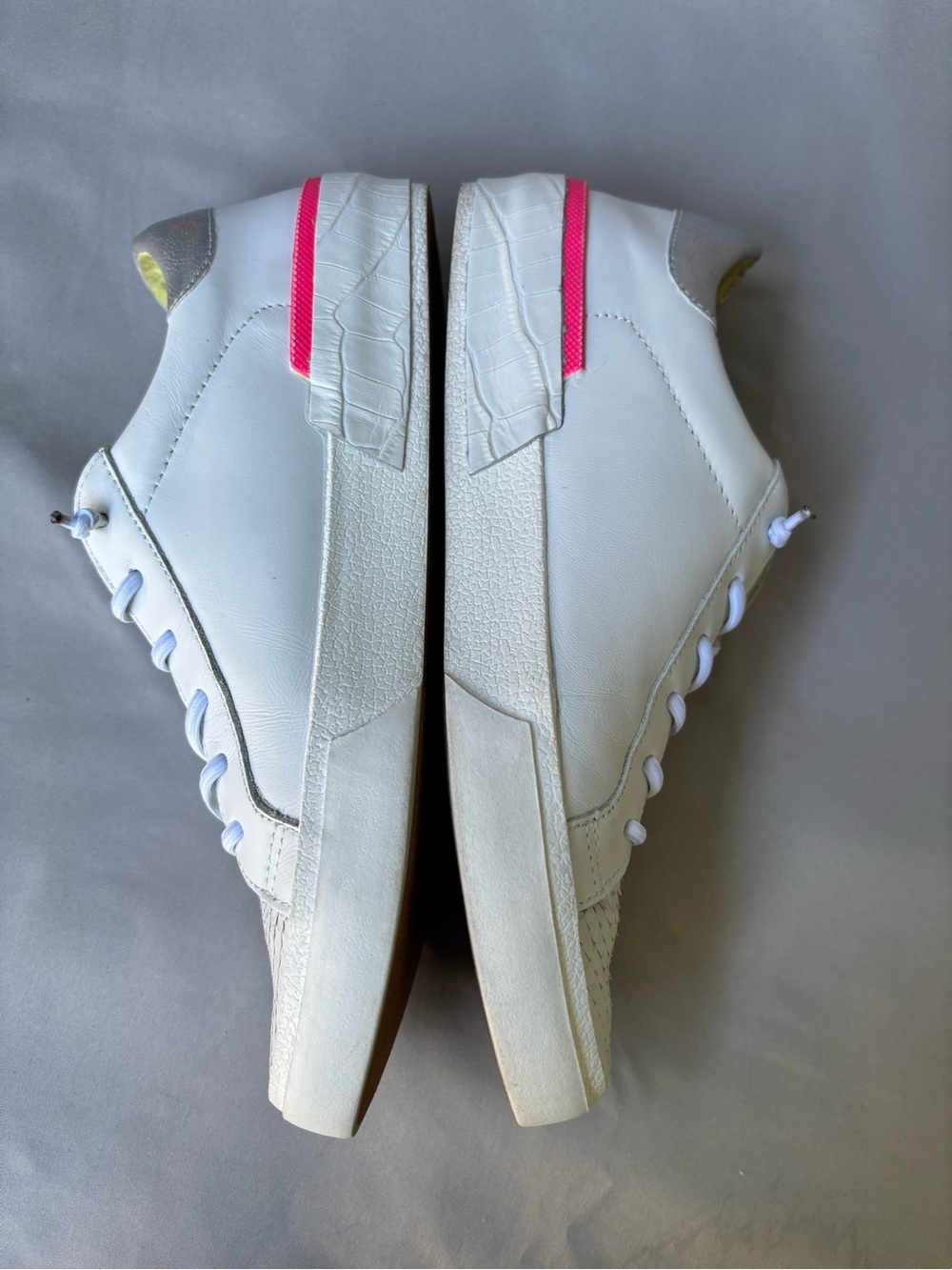 Dolce Vita White Sneakers with Pink and Silver Accents size 7.5